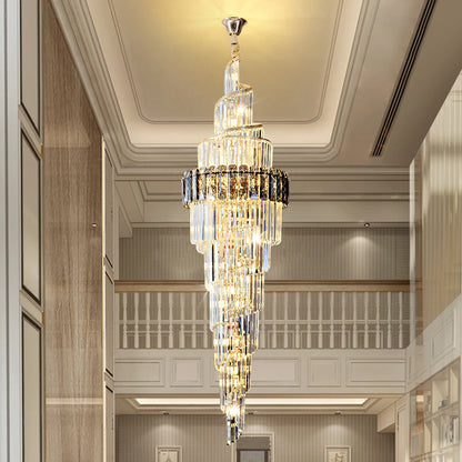Light Luxury Large Chandelier Spiral Staircase Chandelier Luxurious And Atmospheric Duplex Villa Hotel Lobby Chandelier