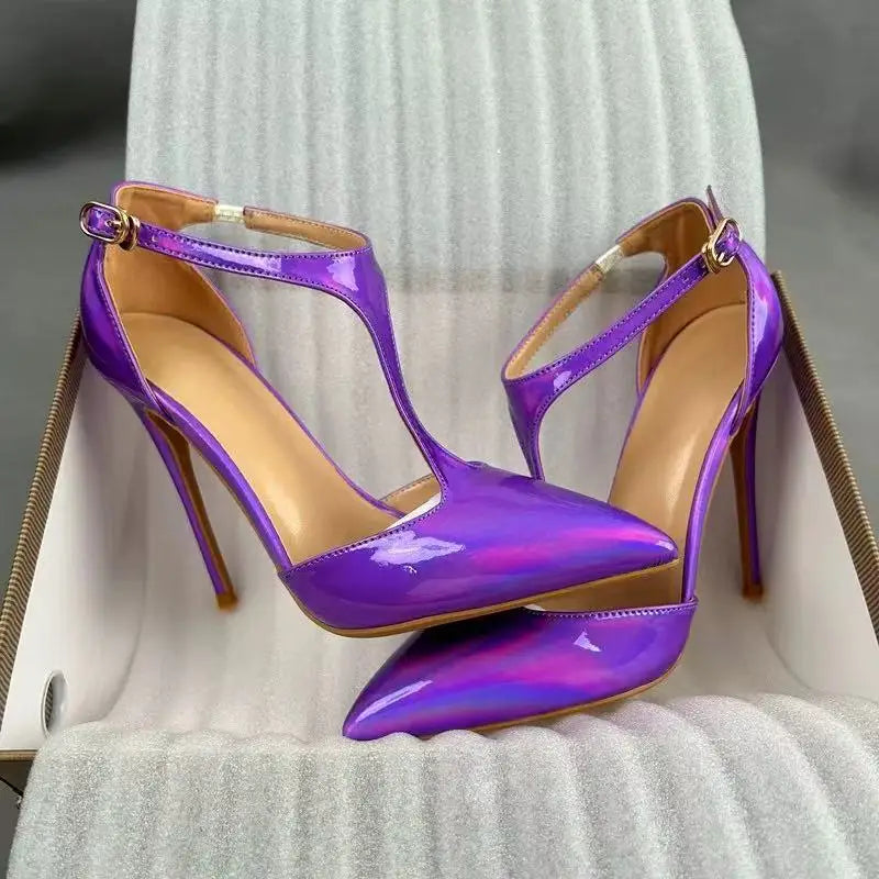 Purple Sandals With Heels For Woman Luxury Party Elegant Dress Shoes Summer Pointy Toe Sexy Sandals Lady 8CM 10CM 12CM Stilettos
