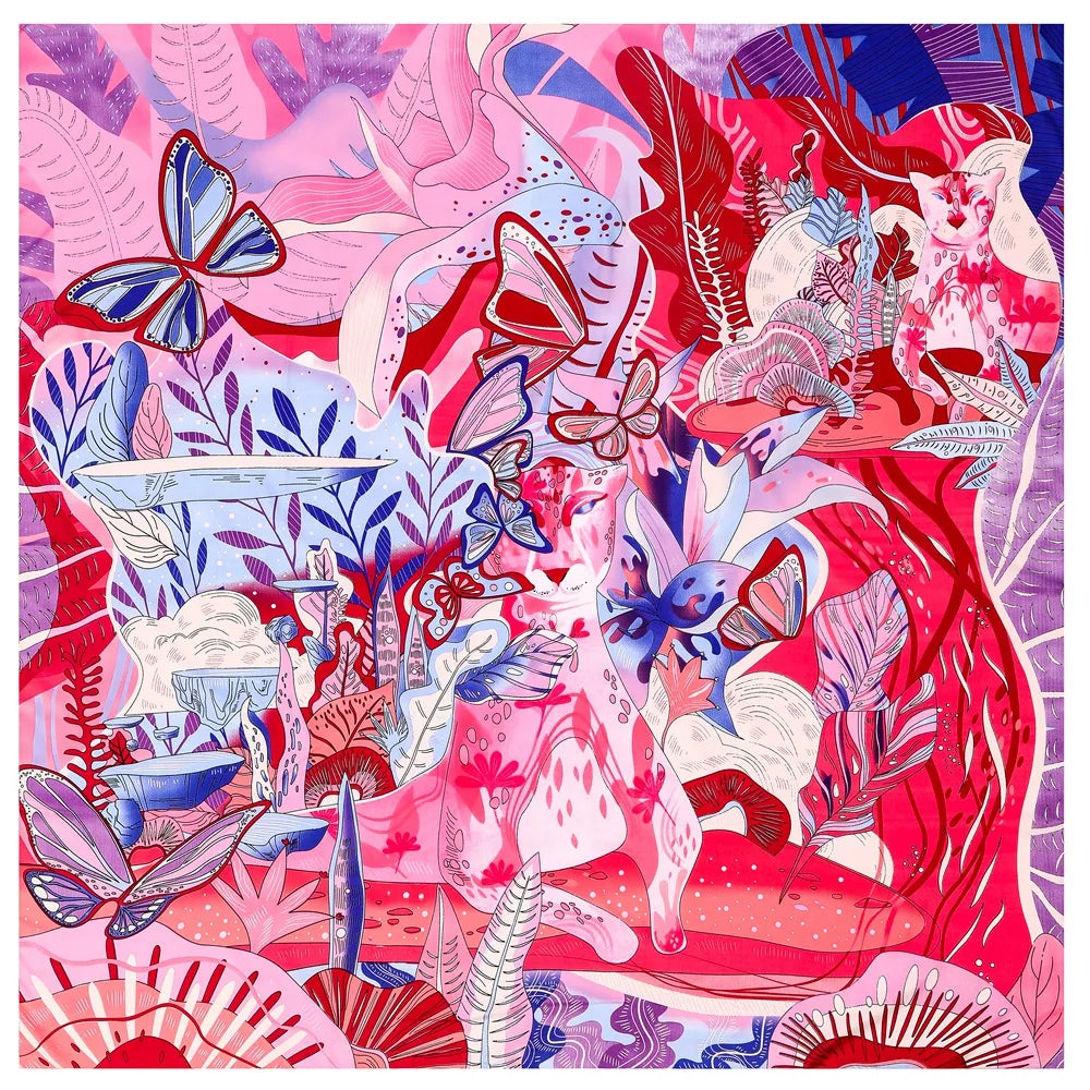 130CM Silk Scarf Women Horse Head Print Stoles Square Scarves Wraps Large Bandana Kerchief Hijabs Female Silk Foulards Sjaal