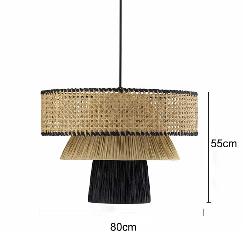 Golden Editions Designer Chandelier woven Rattan Straw Pendant Lights large Rattan lighting suspension wabi sabi Restaurant lamp