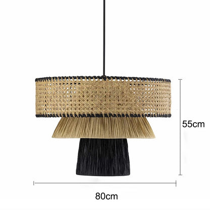 Golden Editions Designer Chandelier woven Rattan Straw Pendant Lights large Rattan lighting suspension wabi sabi Restaurant lamp