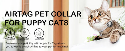 Airtag Cat Collar Breakaway, Reflective Kitten Collar with Air Tag Case and Bell for Girl Boy Cats, 0.4 In in Width Lightweight