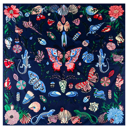 130CM Silk Scarf Women Horse Head Print Stoles Square Scarves Wraps Large Bandana Kerchief Hijabs Female Silk Foulards Sjaal