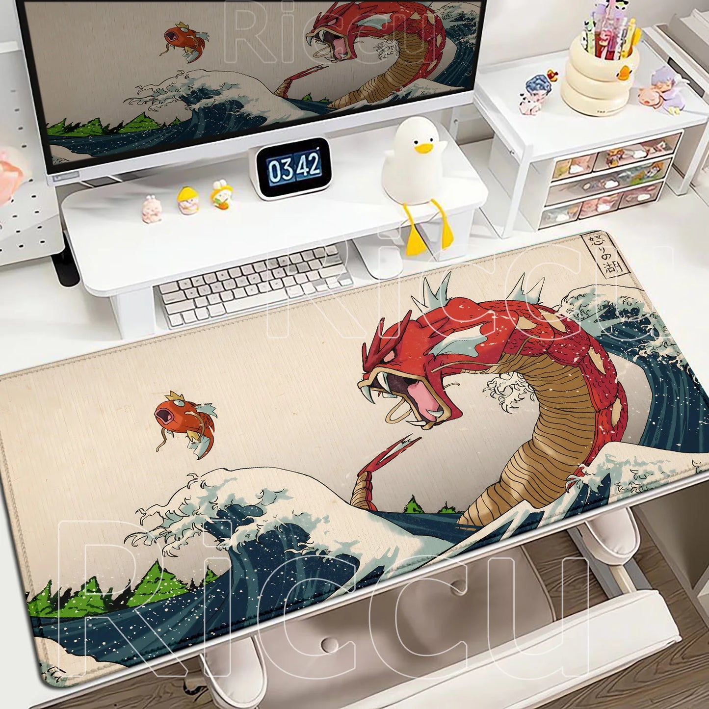 Gaming Anime P-Pokemons Gyarados Mousepad Large Non-slip Rubber Mouse Pad Gamer XXL 900x400mm Pc Keyboard Desk Mouse Mat Carpet