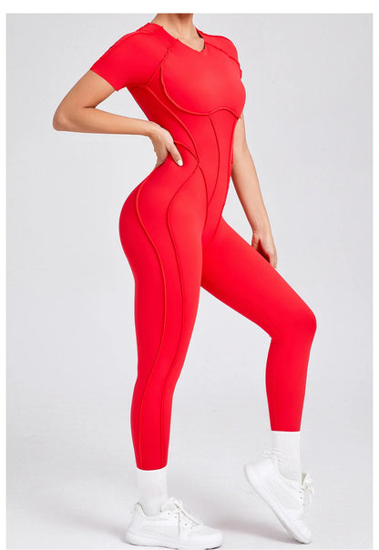 Women's Sports Jumpsuit Kit Yoga Fitness Bodysuit Hip-lifting Open Back Tight High Elasticity Outdoors Gym Workout Sexy Clothes
