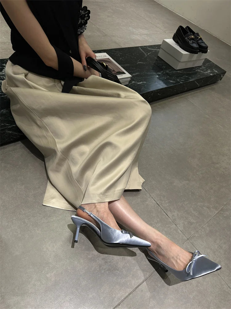 Designer Luxury Summer Women Sandals Fashion Pointed Toe Butterfly-knot Shoes Ladies Elegant High Heels Party Club Sandalias