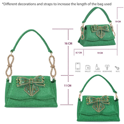 QSGFC Italian Design Red Elegant Women's Heels Fashion Crystal Bow Pointed Toe Sandals Nigeria Shoes Bag Set For Women