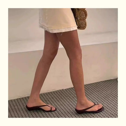 Women's Minimalist Thin Strap Sandals 2026 New Summer Flip Flops Elegant Clip Toe Flat Slides Casual Beach Shoes for Ladies