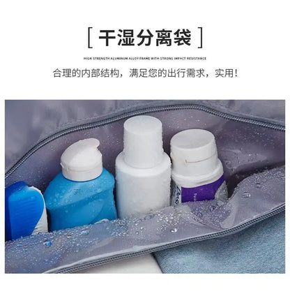 Outdoor Portable Travel Tote Adjustable Pull Rod Dry And Wet Separation Expandable Independent Shoe Compartment Fitness Bag