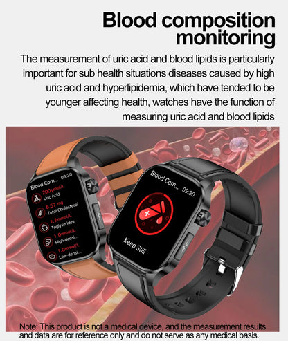 ET580 Smart Watch Men 2.04inch AMOLED Large Screen Bluetooth Call ECG Blood Pressure Oxygen Health Monitor SOS Smartwatch