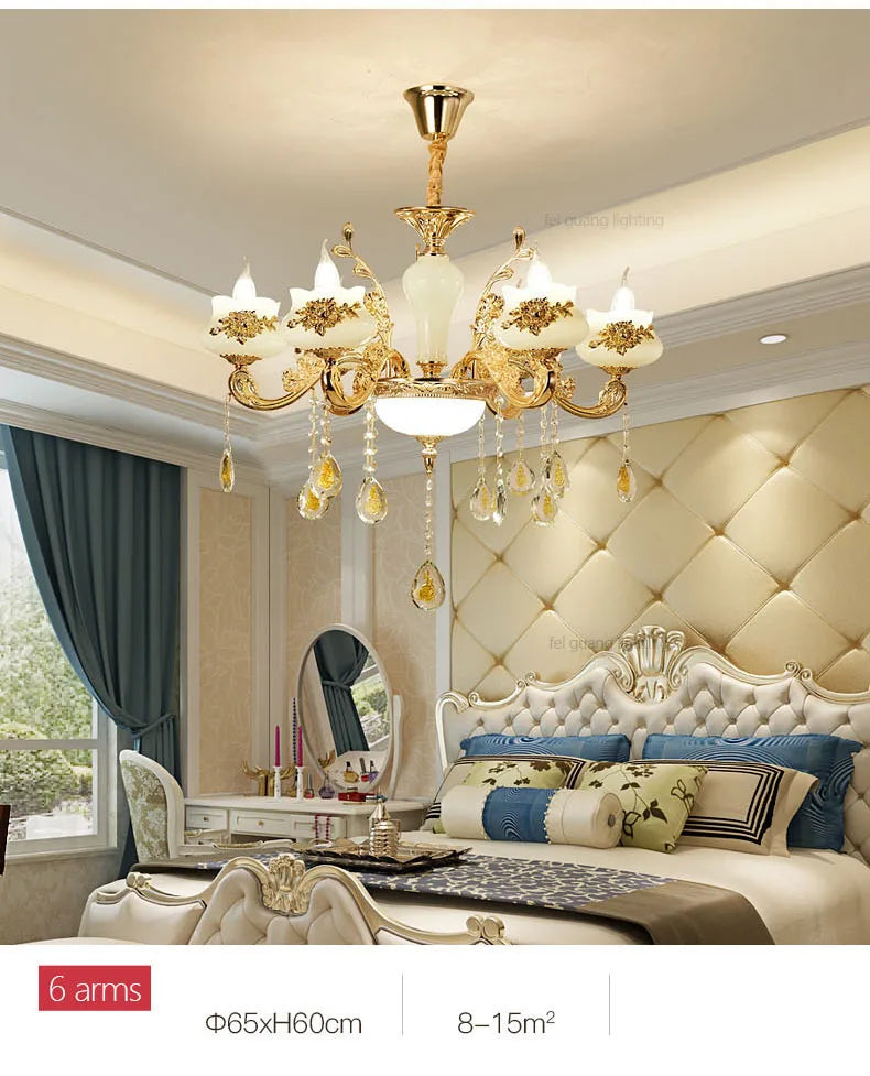 Nordic Luxury Gold Crystal LED Ceiling Chandelier LOFT Villa Lustre LED Pendant Lamp Living Room Hotel Hall Decor Hanging Lamps
