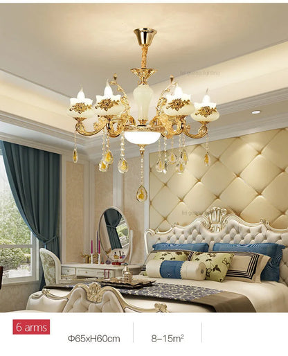 Nordic Luxury Gold Crystal LED Ceiling Chandelier LOFT Villa Lustre LED Pendant Lamp Living Room Hotel Hall Decor Hanging Lamps