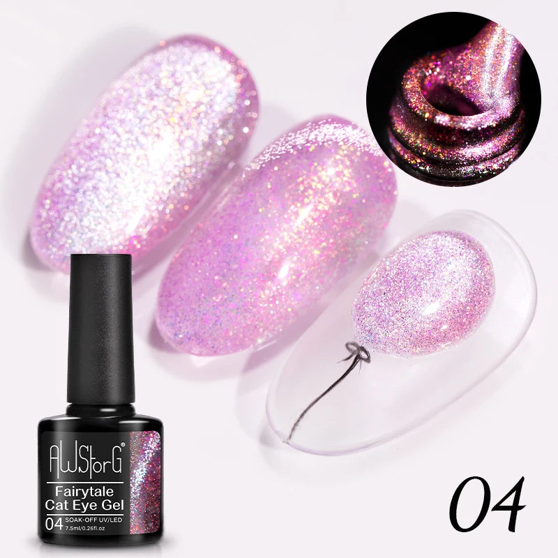 7.5ml Golden Light  Magnetic Gel Golden Gems Magnetic Gel Nail Polish Cat Nail Sparkling Glitter Semi Permanent Varnish