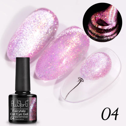 7.5ml Golden Light  Magnetic Gel Golden Gems Magnetic Gel Nail Polish Cat Nail Sparkling Glitter Semi Permanent Varnish