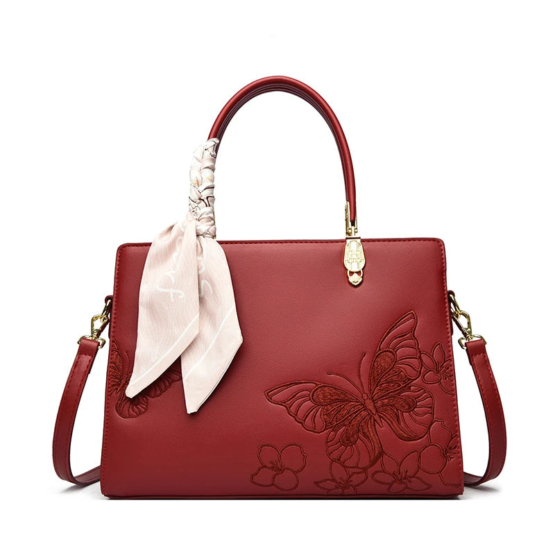 Genuine Brand  Women Bags Luxury  PU Leather  Embroidery Shoulder Bags Crossbody Messenger Bags for Women Casual Tote Sac A Main