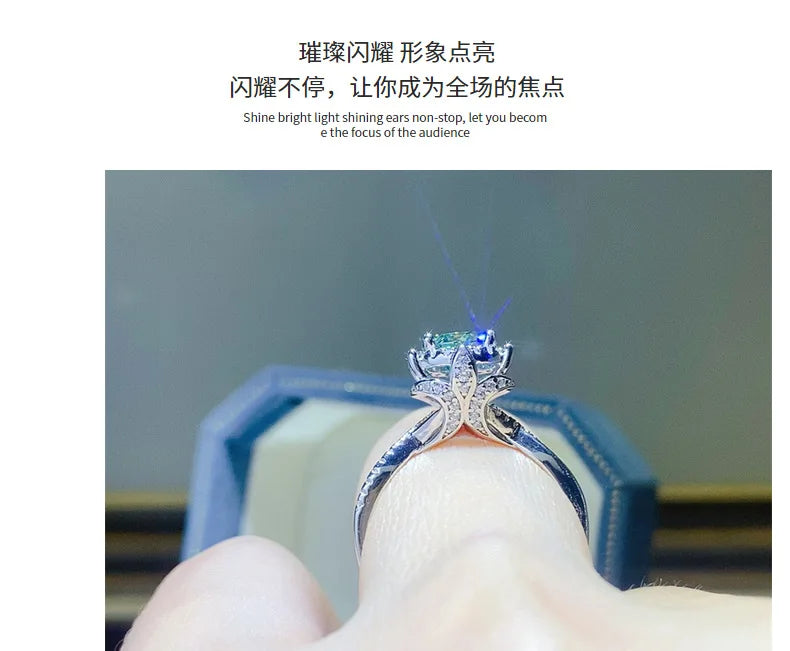 100% Original Certified 18K platinum PT950 Royal Manor 2 Carat Green Moissanite Ring Diamond Ring Comes with Certificate