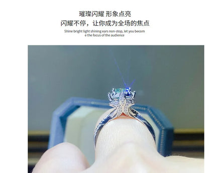 100% Original Certified 18K platinum PT950 Royal Manor 2 Carat Green Moissanite Ring Diamond Ring Comes with Certificate