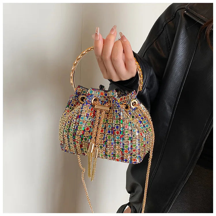 luxury Designer purses and handbags bags for women bucket clutch purse evening banquet bag Crystal rhinestone shoulder bag