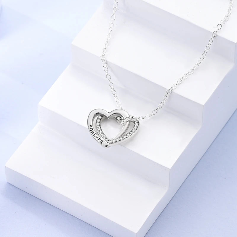 925 Sterling Silver Luminous Firefly Heart Shaped Zircon Pendant Necklace For Women Fashion Anniversary Birthday Jewelry Gifts