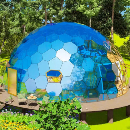 Luxury Geodesic Glass Dome Tent Insulated Hexagonal Honeycomb Aluminum Alloy Outdoor Glamping Resort Hotel Starry Sky Room
