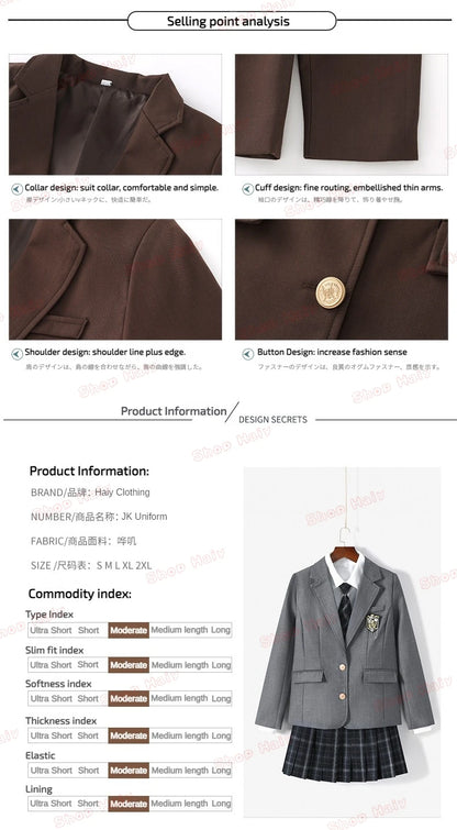 JK Japanese School Uniform Jacket Girls Multicolor Graduation Outfit for Harry Magic Academy with Sexy Pleated Skirt Tie Set New