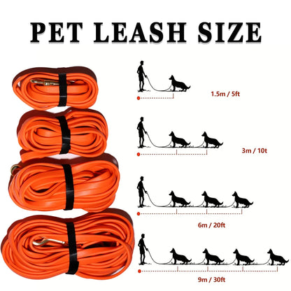 1.5‑9M PVC Coated Dog Tracking Leash 1cm Width 4mm Thickness Waterproof Long Training Lead Brass Hook for Small Medium Dogs