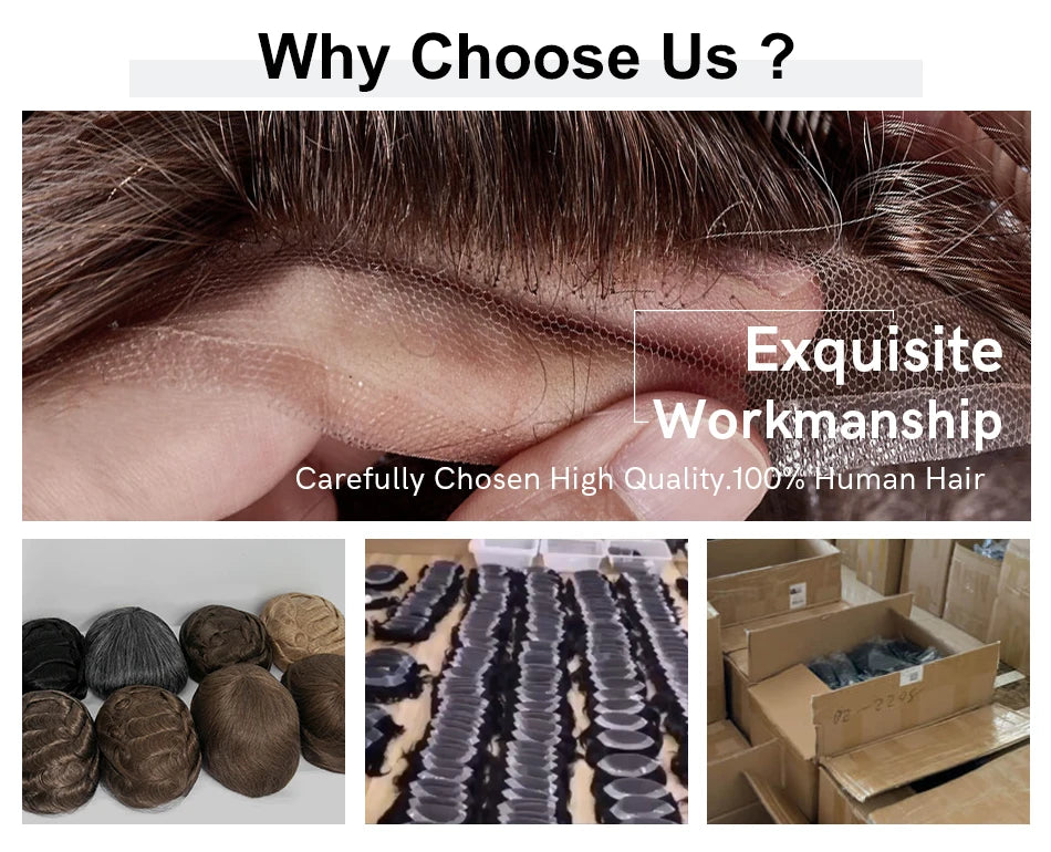 Swiss Lace Front Men Toupee Real Human Hair Wigs Lace PU Men's Capillary Prosthesis Durable Man Wig Natural Human System Toppers