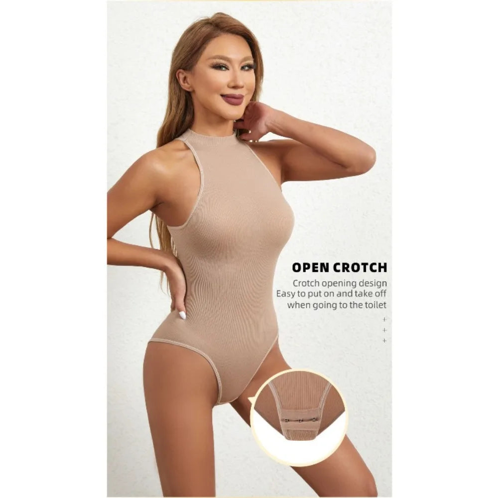 Women's SleevelessOuterwear withA Bottom Layer and Buckle for BodyShaping and Abdominal Compression One-piece T-shaped Shapewear