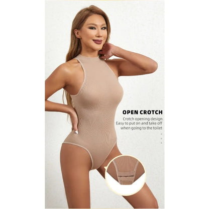Women's SleevelessOuterwear withA Bottom Layer and Buckle for BodyShaping and Abdominal Compression One-piece T-shaped Shapewear
