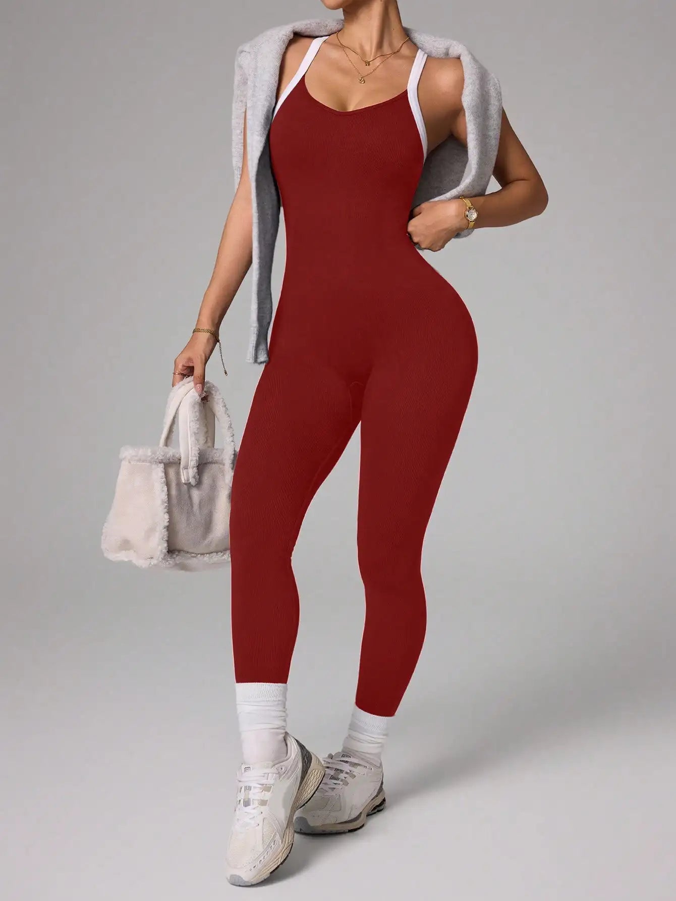 Cross shoulder strap pants jumpsuit yoga suit fitness suit threaded jumpsuit seamless exercise quick drying yoga jumpsuit
