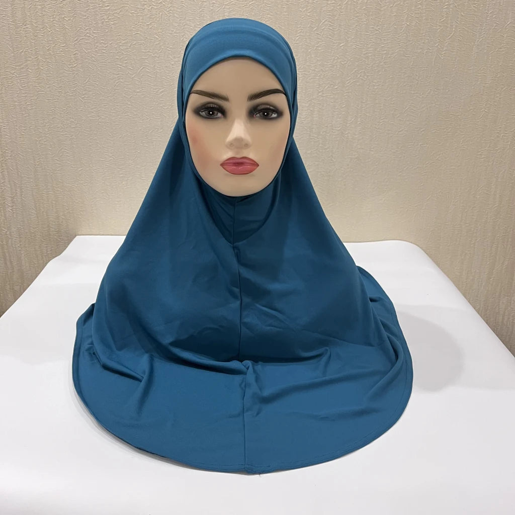 H292 Plain Two Pieces Large size muslim hijab with chin part top quality amira pull on islamic scarf hot sell headscarf