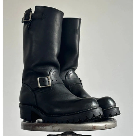 Men's Suede Buckle Strap Stitching Ankle Boots 2026 Non-Slip Thick Sole Chunky Heels Moto Boots Casual Shoes for Men