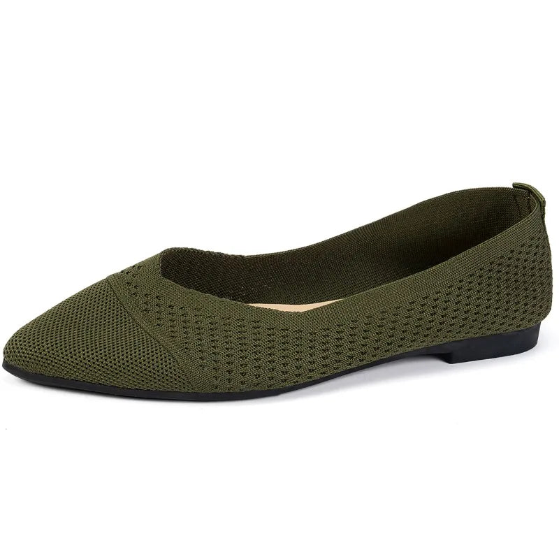 Summer Fashion Solid Color Low-Top Shoes Luxury Round Toe Women's Knit Slip-on Outdoor Walking Shopping Women's Flat Shoes 36-43