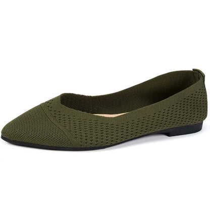 Summer Fashion Solid Color Low-Top Shoes Luxury Round Toe Women's Knit Slip-on Outdoor Walking Shopping Women's Flat Shoes 36-43