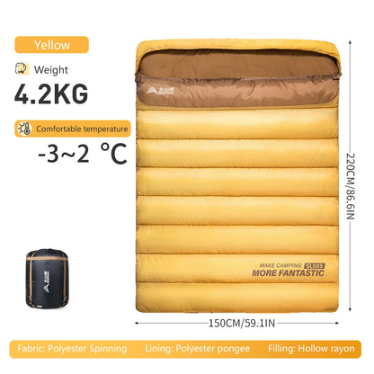 BISINNA 2 Person Camping Sleeping Bag Four Seasons Portable Winter Sleeping Bag for Outdoor Camp Travel Hiking