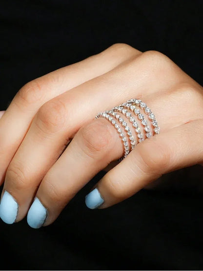 925 Sterling Silver Simplicity Classic Zircon Bead Ring For Women Engagement Wedding Luxury Fashion High Quality Fine Jewelry