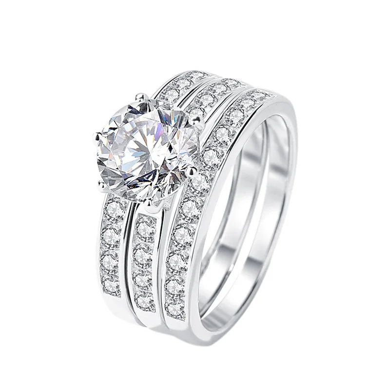 2CT Glittering Real Moissanite Diamond Ring Set For Women Gift Real 925 Sterling Silver Hot Sale Wedding Fine Jewelry