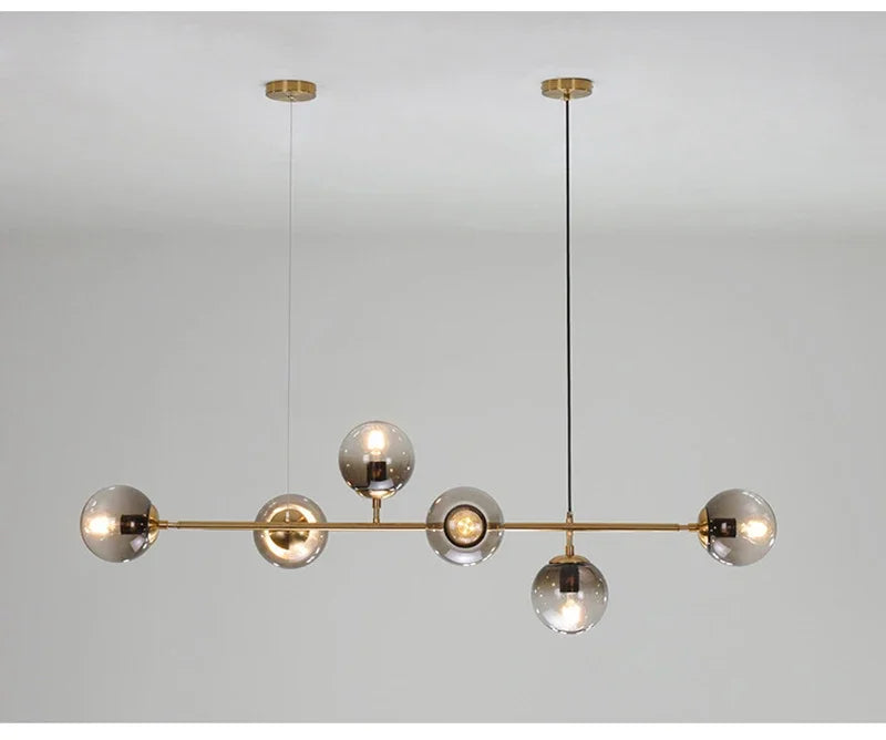 Nordic LED Pendant Lights Modern Hanglamp Glass Ball Light for Living Room Suspension Chandelier Smoke Gold Hanging Lamp Decor