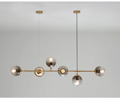 Nordic LED Pendant Lights Modern Hanglamp Glass Ball Light for Living Room Suspension Chandelier Smoke Gold Hanging Lamp Decor