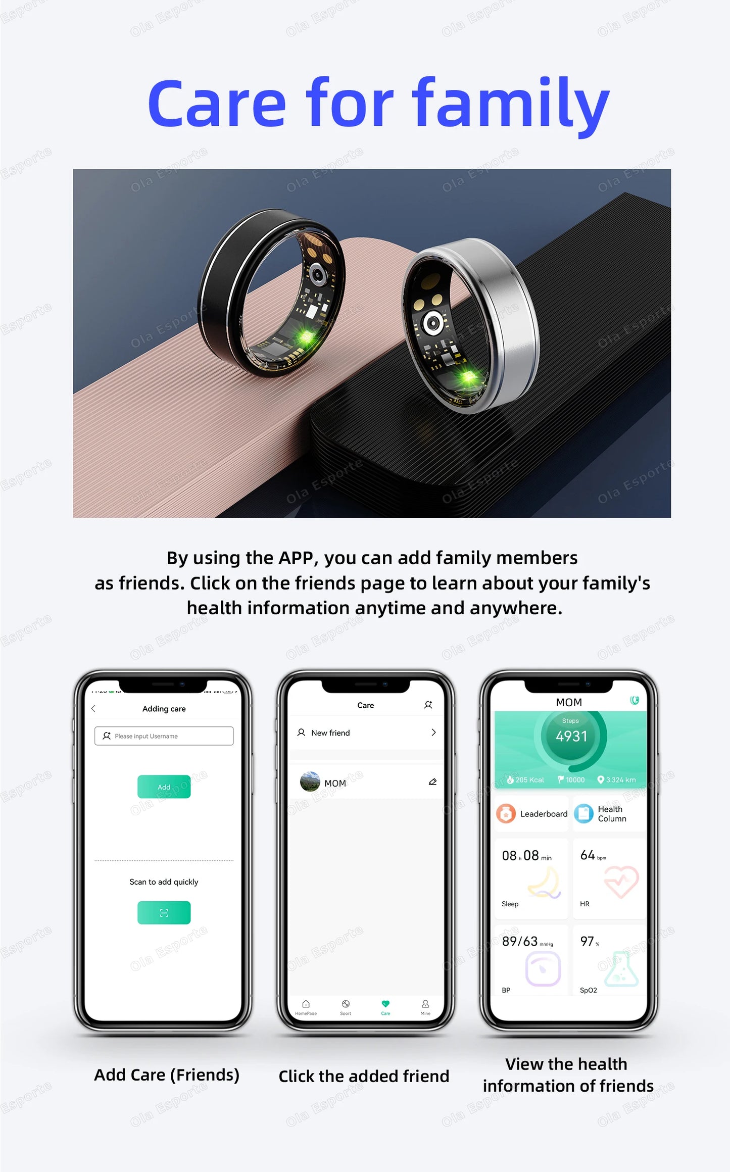 2026 Smart Health Rings Heart Rate Blood Pressure/Oxygen Monitoring Rings Fitness Gift for Friends Family Colleagues Smartring