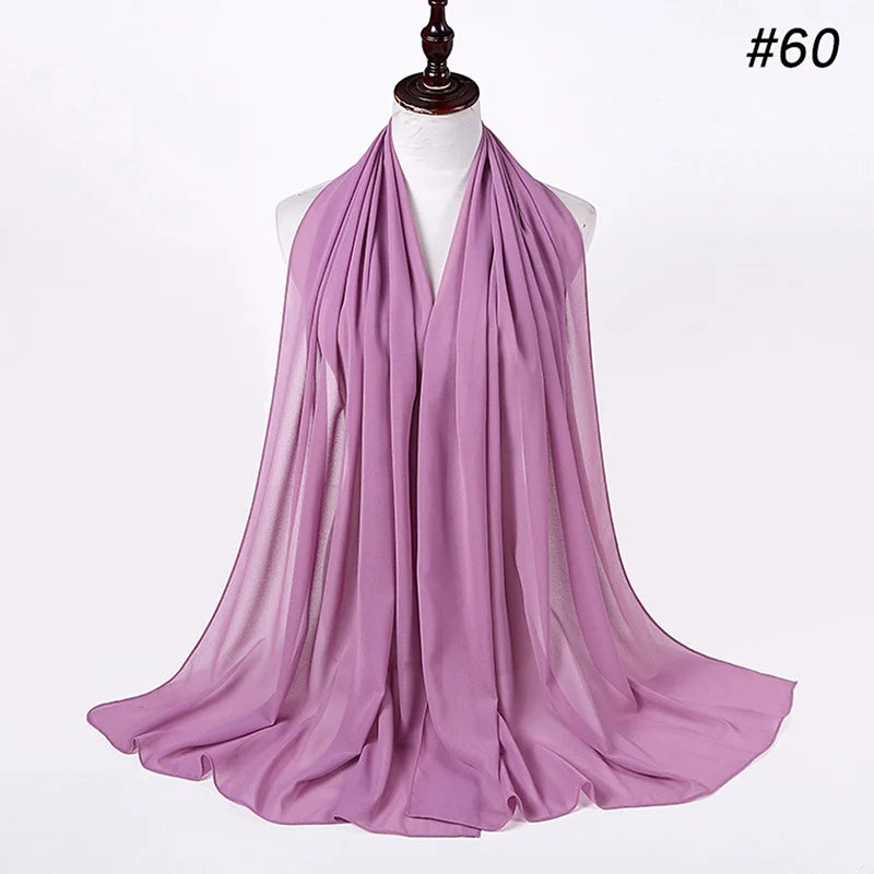 Muslim Chiffon Hijab Women Bubble Chiffon Scarf For Women Ladies Veil Muslim Islam Solid Color Malaysia Musulman Wrap Scarves