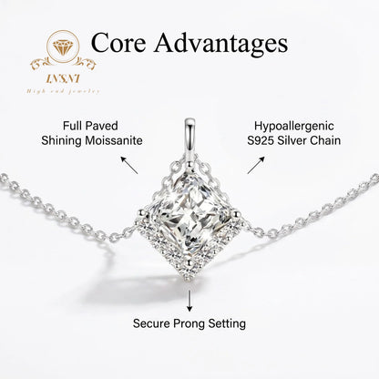 2ct D Color Moissanite Princess Cube Pendant Necklace S925 Silver Luxury Unisex Jewelry Affordable Light Luxury Jewelry Gift
