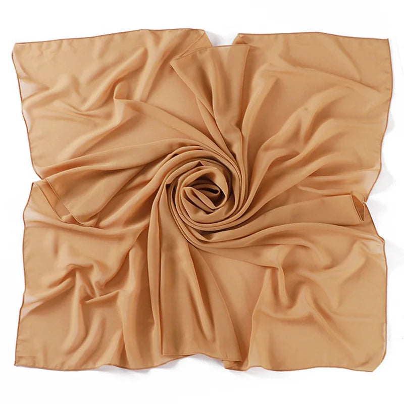 90*90CM Headwrap Heavy Chiffon Square Scarf Muslim Hijabs Women Underscarf Fashion Casual Plain Color Hijab