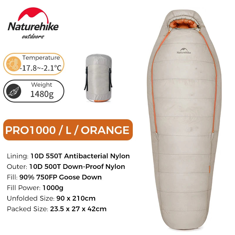 Naturehike Snowbird Pro Goose Down Sleeping Bag Winter Sleeping Bag Ultralight Hiking Camping Goose Sleeping Bag Thickened Cold