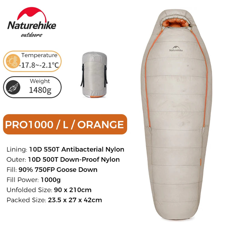 Naturehike Snowbird Pro Goose Down Sleeping Bag Winter Sleeping Bag Ultralight Hiking Camping Goose Sleeping Bag Thickened Cold