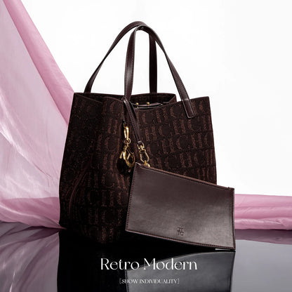 CH Women's Shoulder Bag Simple Solid Color Gold Letter Printed Design Women's Large Capacity Daily Commuter Bag Women's Handbag