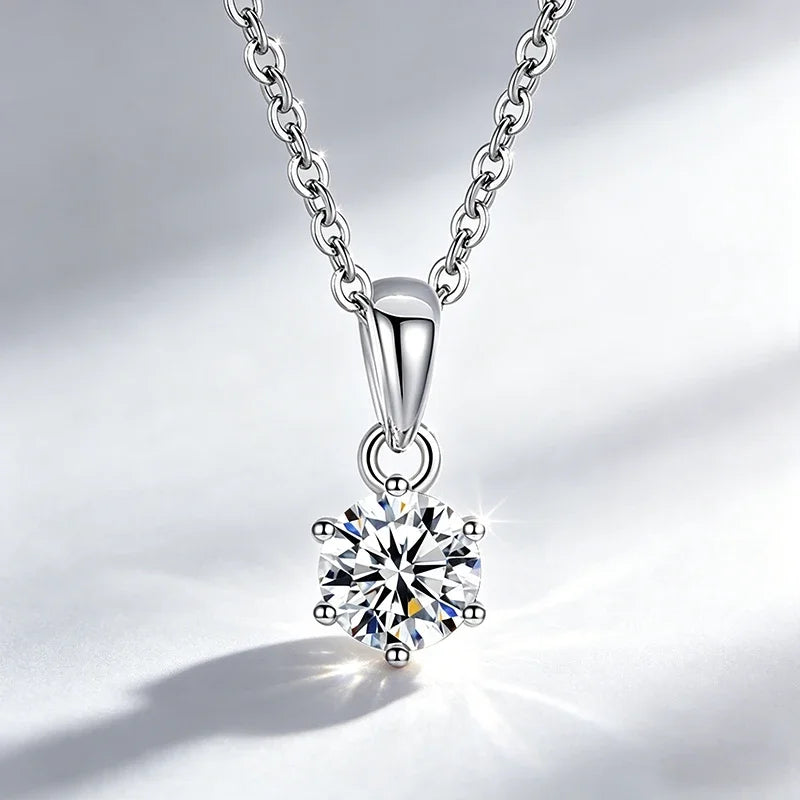 0.5ct-1.0ct VVS1 D Color Moissanite Necklace 925 Soild Sterling Sliver Chain with Certificate Fine Jewelry for Woman Jewelry
