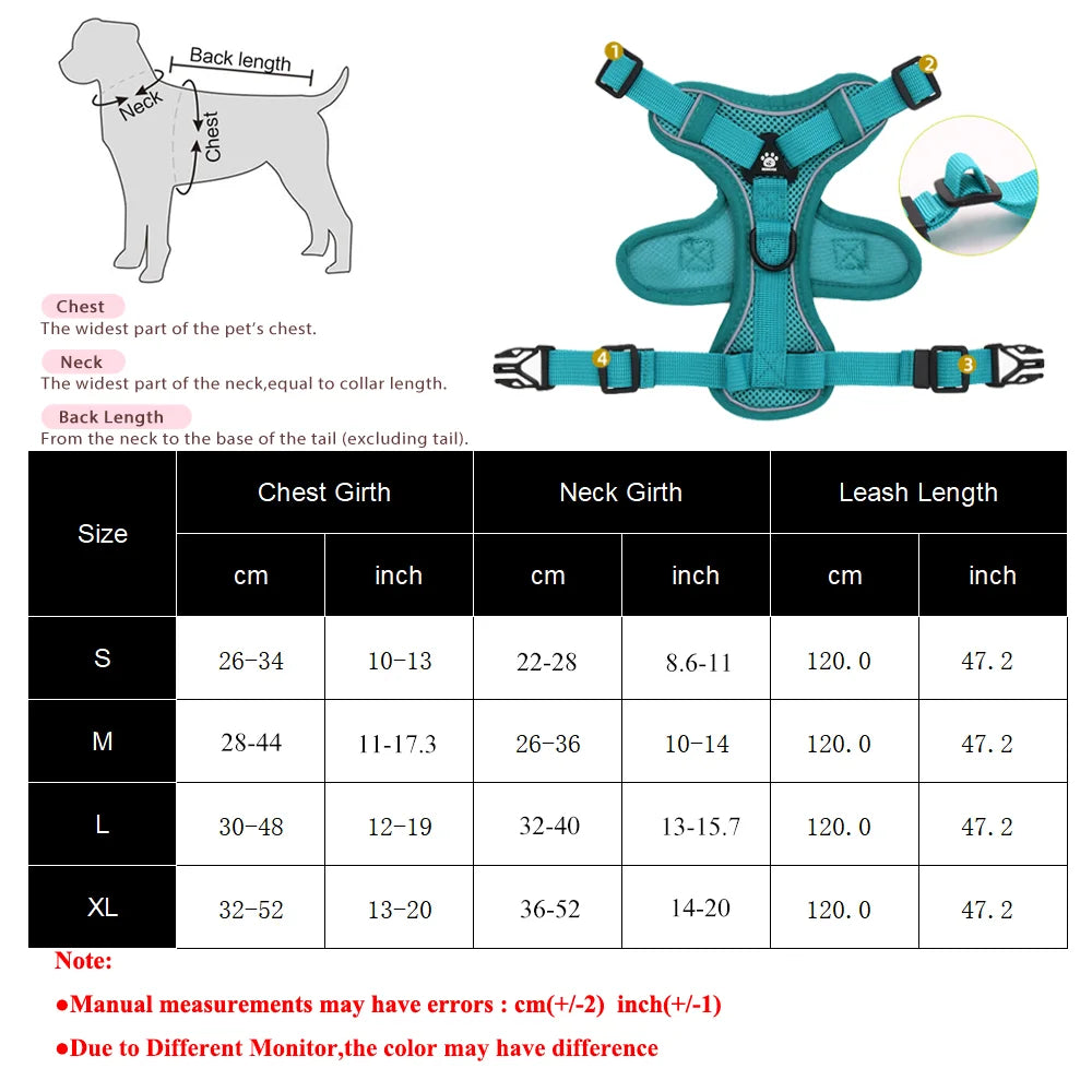 Dog Harness Leash Set For Small Medium Dogs Cat Hiking Adjustable Puppy Leash Reflective Harness Vest Chihuahua Pug Pet Supplies