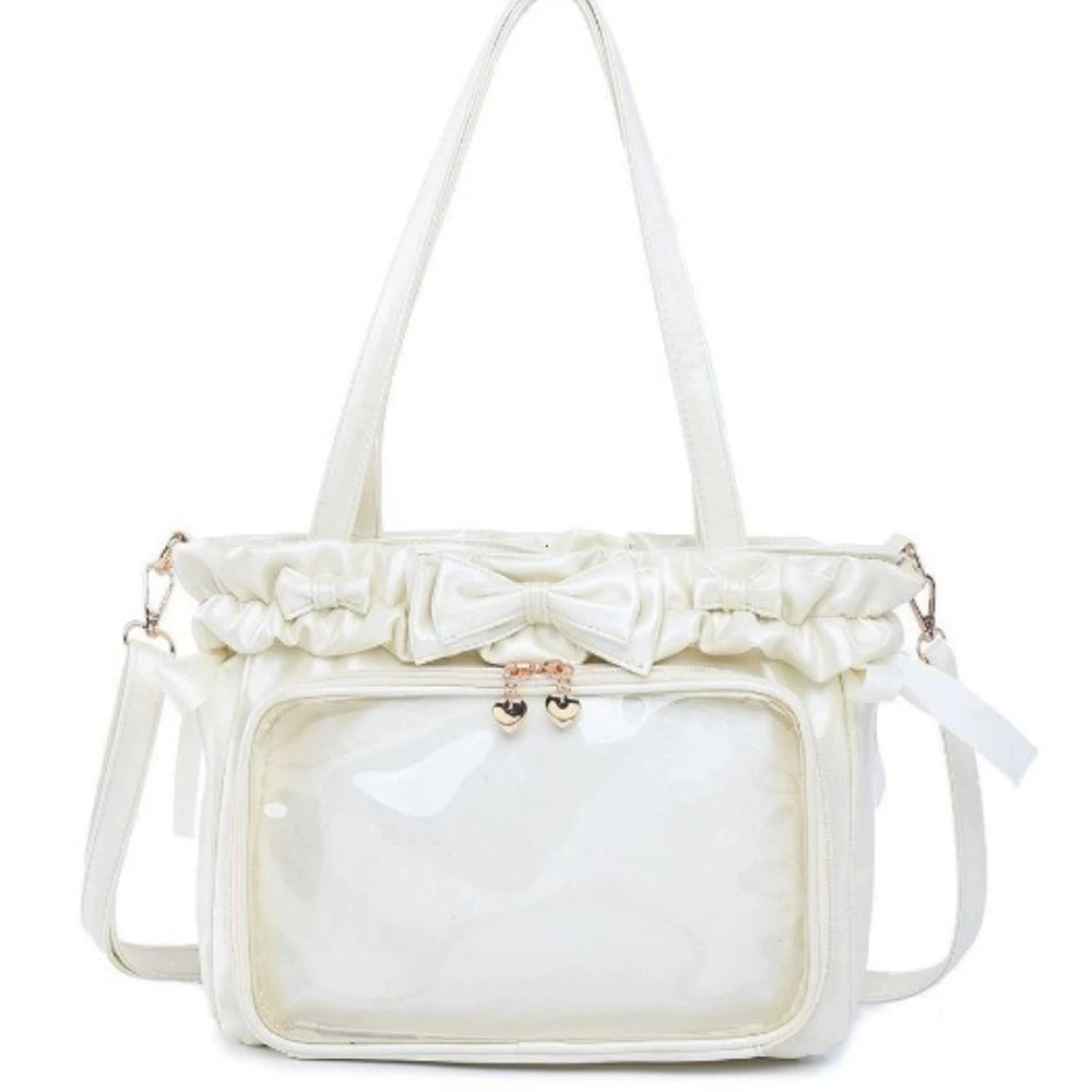 DIY Anime Badge Crossbody Shoulder Bag Subculture Ruched JK Uniform Bolso Mujer Сумки 2026 Lolita Women Ita Bags PU Clear Window
