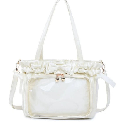 DIY Anime Badge Crossbody Shoulder Bag Subculture Ruched JK Uniform Bolso Mujer Сумки 2026 Lolita Women Ita Bags PU Clear Window